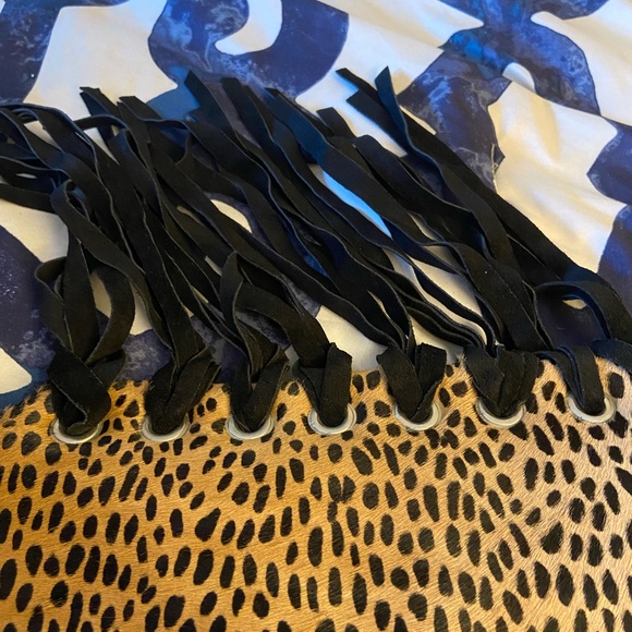 ♥️🎁♥️Leah Aiken Authentic Leopard Skin & Red Suede Pocketbook- Shoulder Bag - Picture 12 of 12